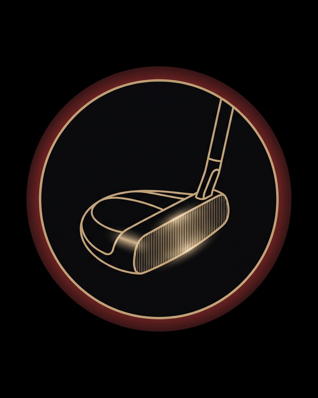 Instagram highlight cover: putter drawn in gold line inside a ring
