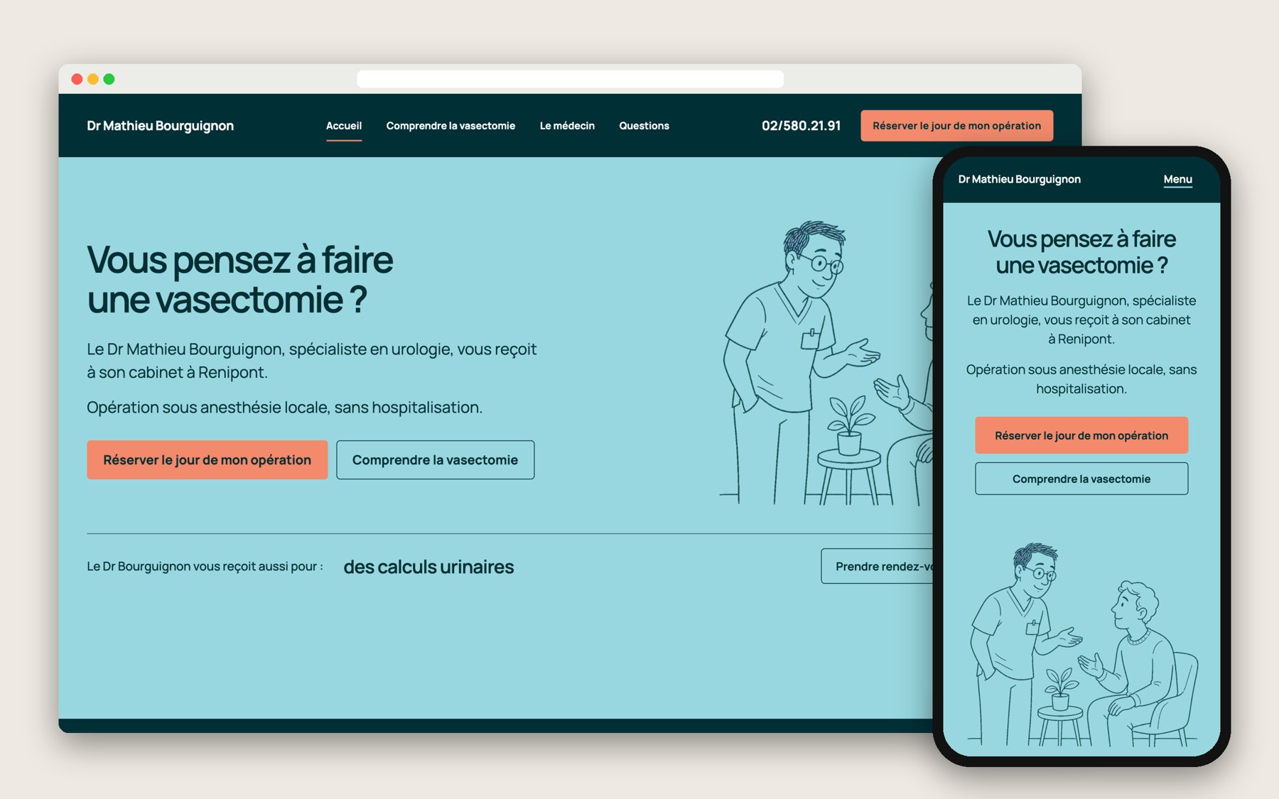 Home page, desktop and mobile