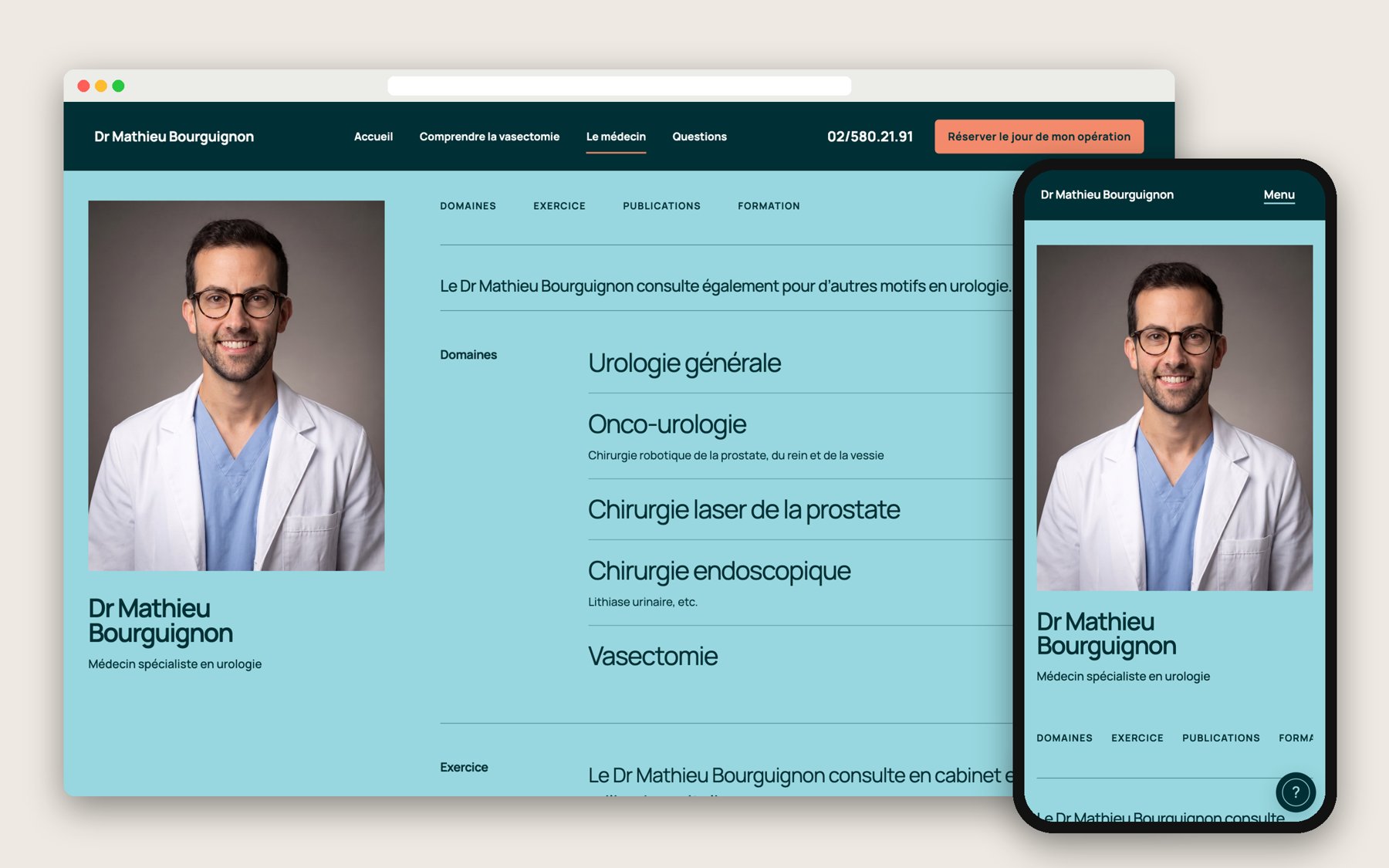Doctor page, desktop and mobile