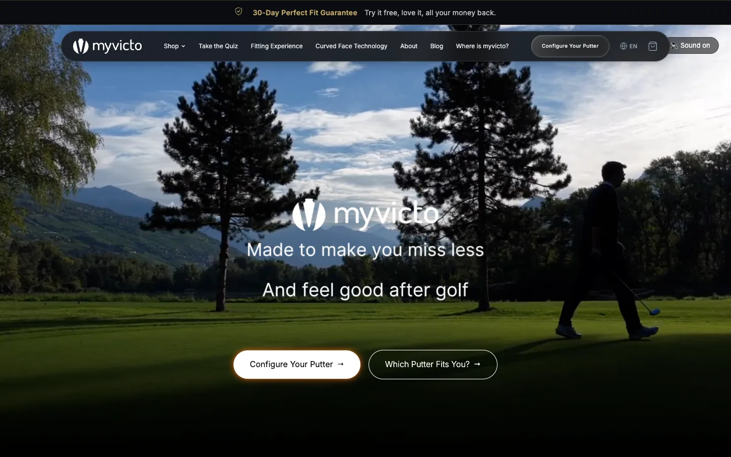 Myvicto home page, hero