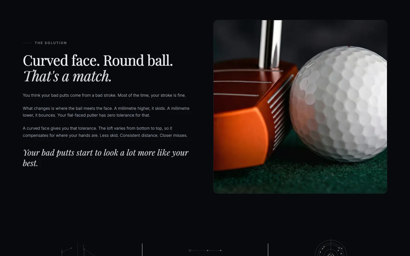 Home page section explaining the curved face