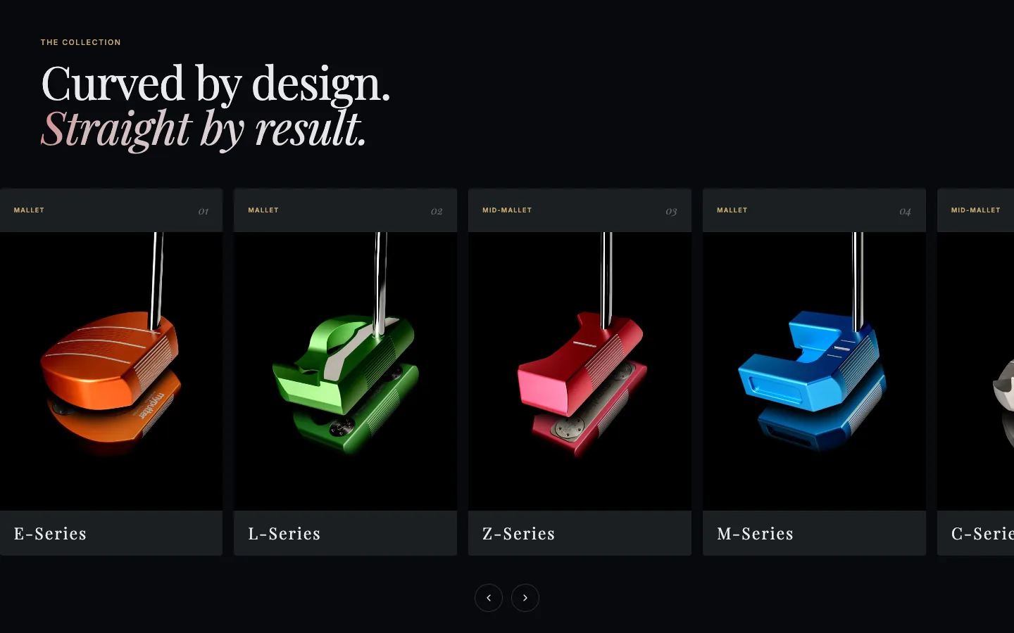 Home page section with the putter range