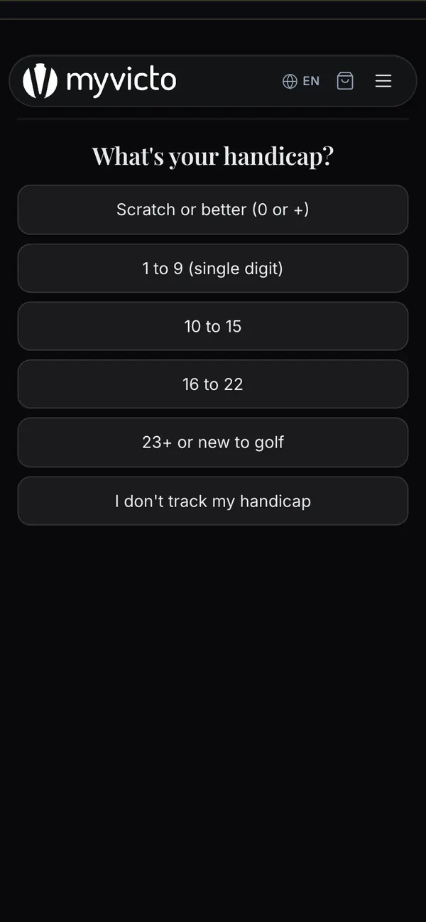 Quiz on mobile, handicap question
